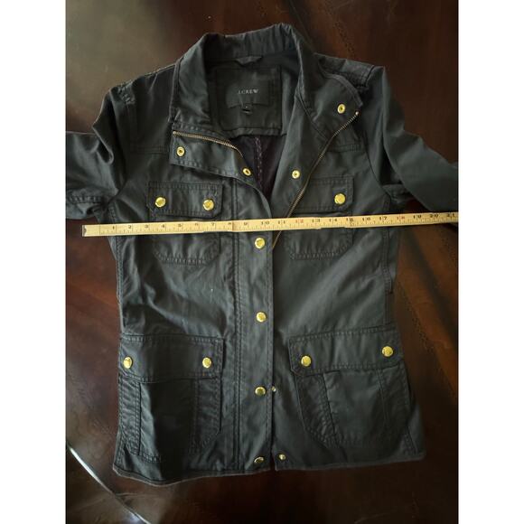 J Crew Downtown field jacket waxed cotton small Military pockets gold buttons - Picture 9 of 10